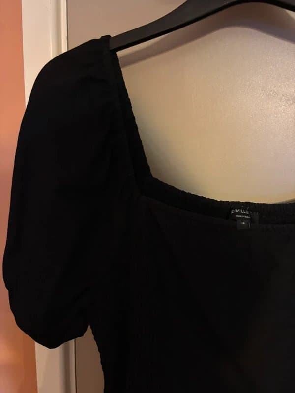 JD Williams Jd Williams black linen milkmaid midi maxi dress size16