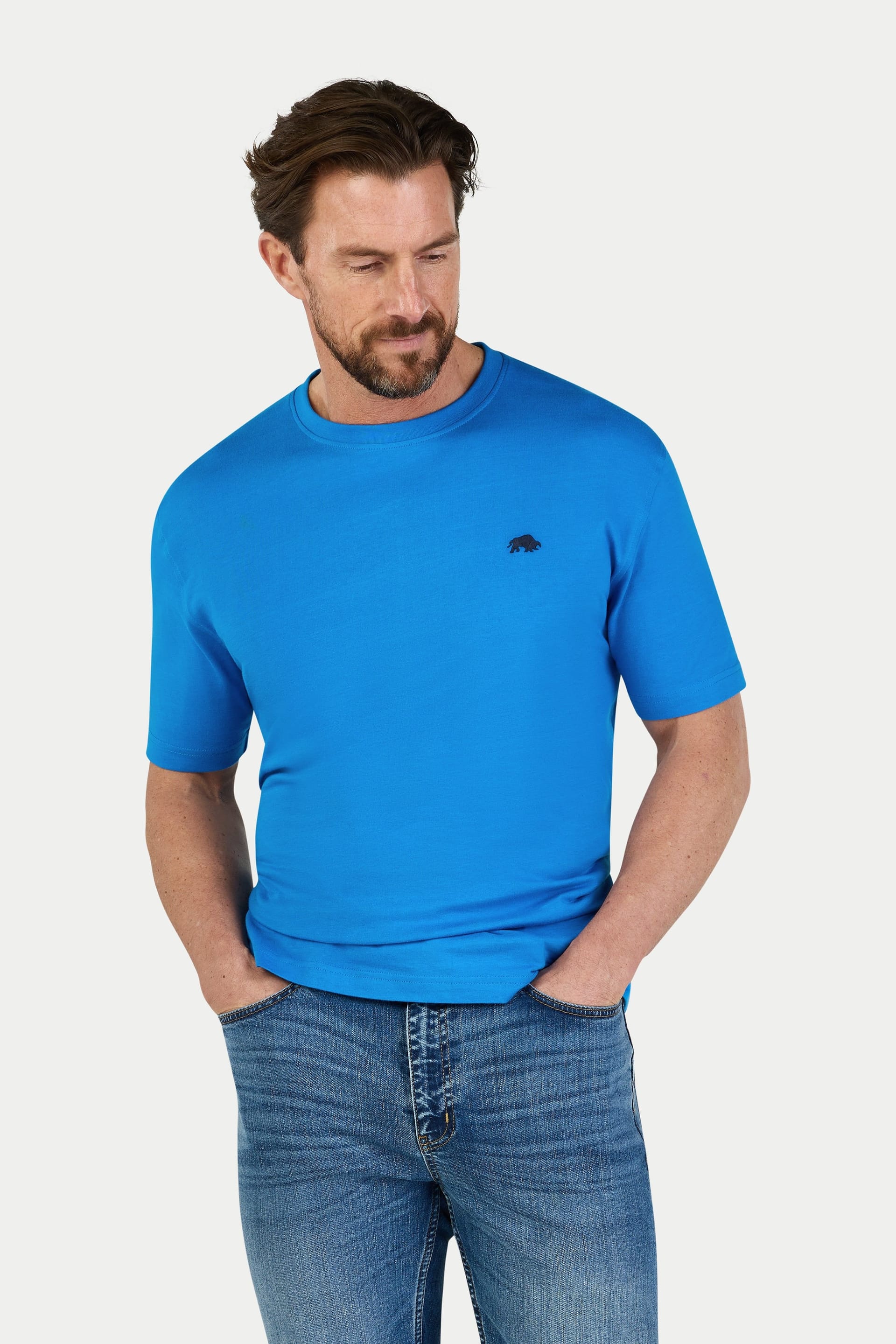 Raging Bull Bright Blue Cotton T-Shirt for Men
