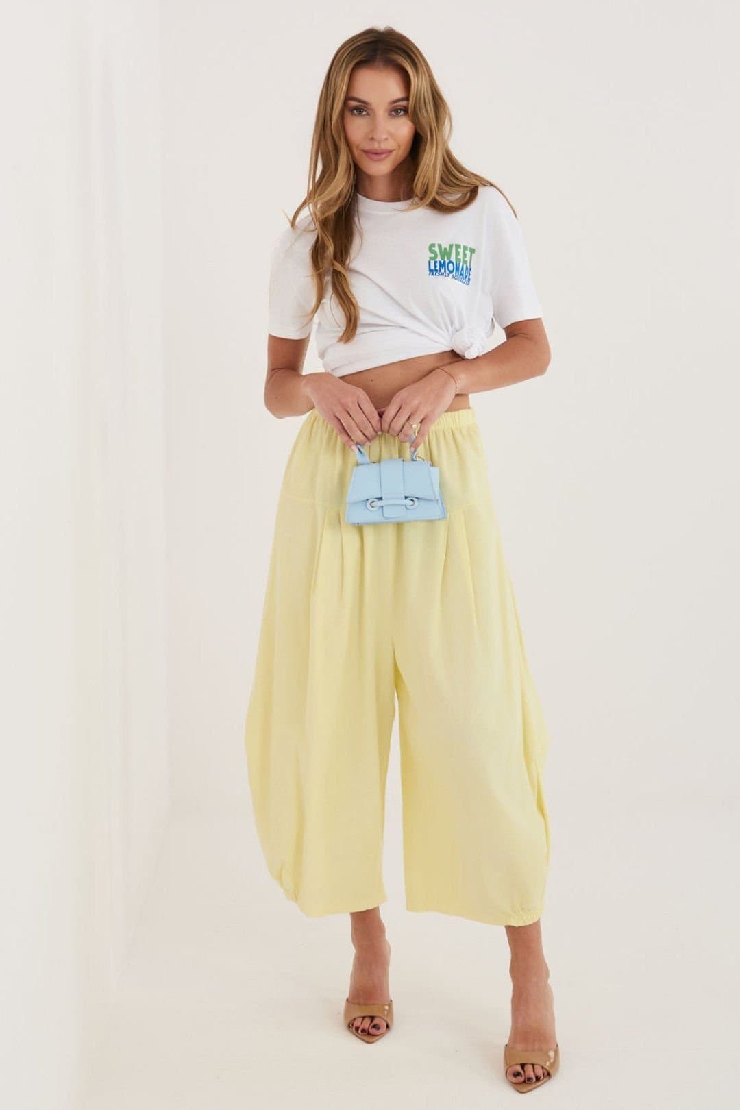 Love Lace Love Lace Women's Loose Aladdin Corduroy High Waist Pants in Yellow