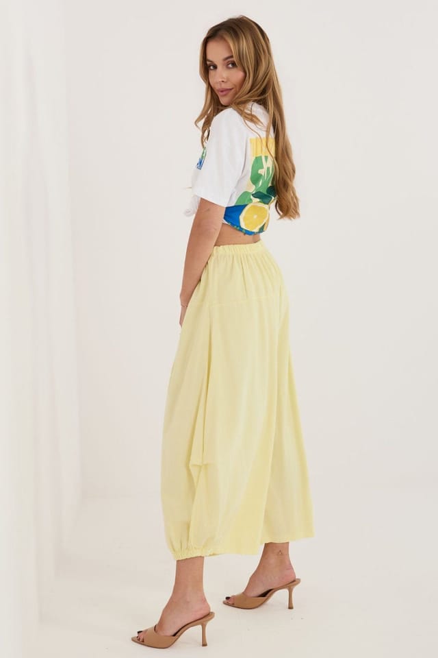 Love Lace Love Lace Women's Loose Aladdin Corduroy High Waist Pants in Yellow - 2