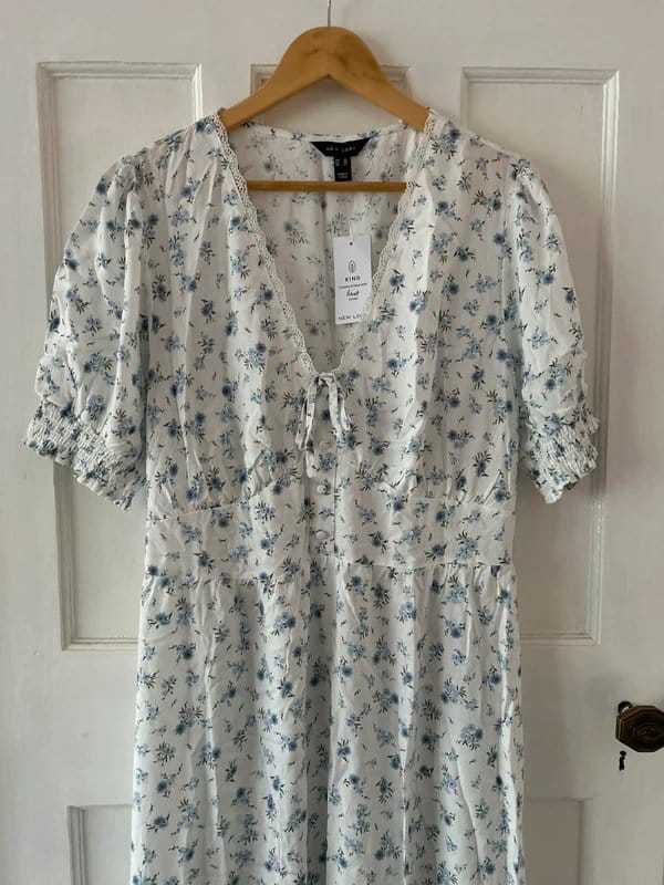 New Look Floral Tie Waist Midi Dress Size 20 - 1