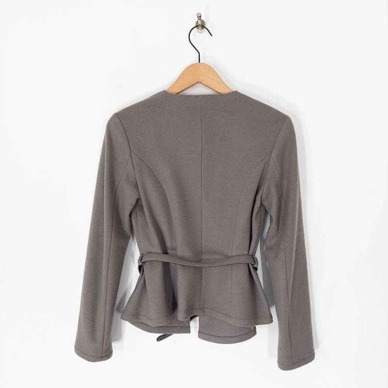Marc Cain Marc Cain Wool Cashmere Belted Jacket Size N2 10 Taupe Beige Tailored Collared
