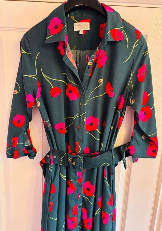 Dancing Leopard Dancing leopard 14 plunge maxi shirt dress wedding party holiday work poppy pockets same day post