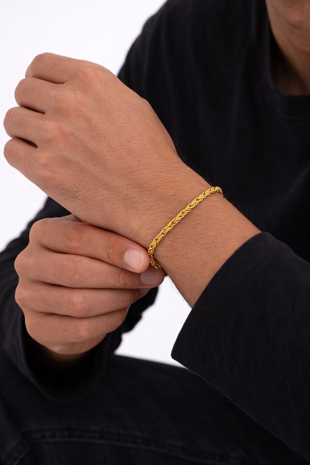 Inicio Inicio Men's Gold Plated Waterproof Twist Rope Bracelet - Gift Pouch - 2