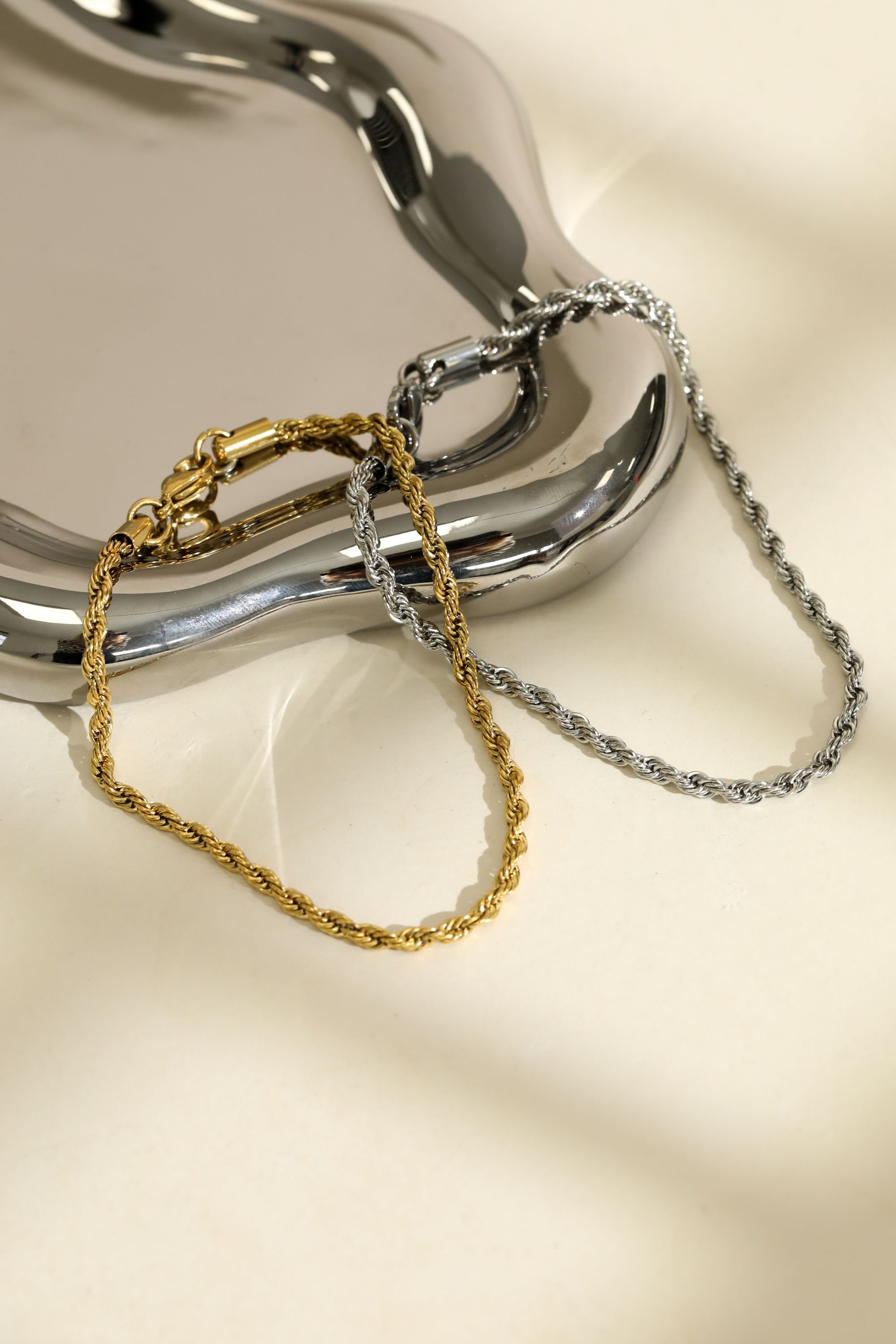 Inicio Inicio Men's Gold Plated Waterproof Twist Rope Bracelet - Gift Pouch - 3