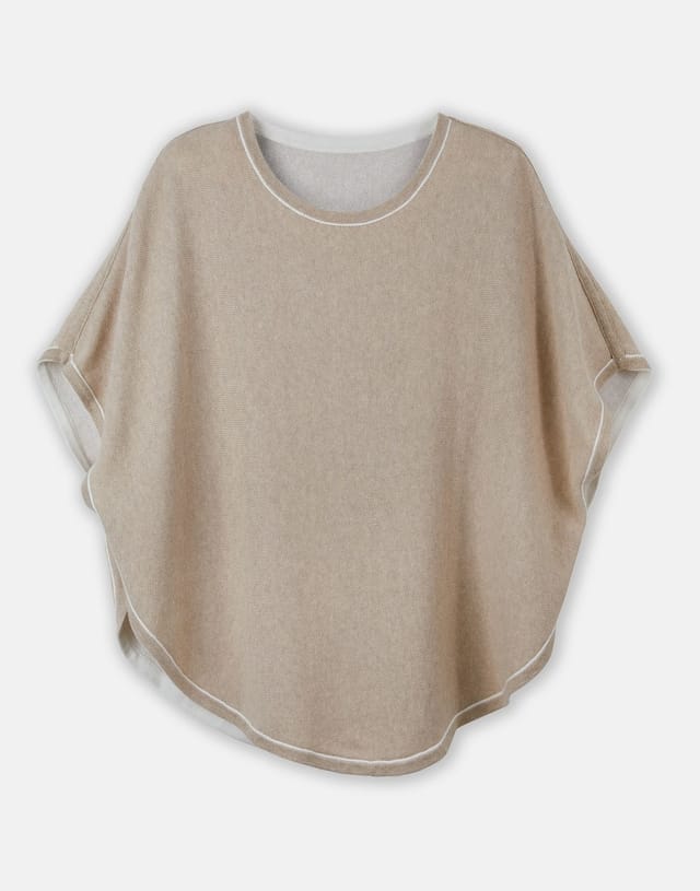 Cove Cove Women's Flora Reversible Poncho in Natural - 3