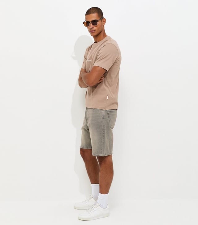 jack & jones Men's Grey Cotton Regular Fit Denim Shorts Jack & Jones New Look - 2