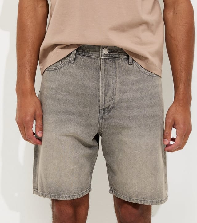 jack & jones Men's Grey Cotton Regular Fit Denim Shorts Jack & Jones New Look - 3