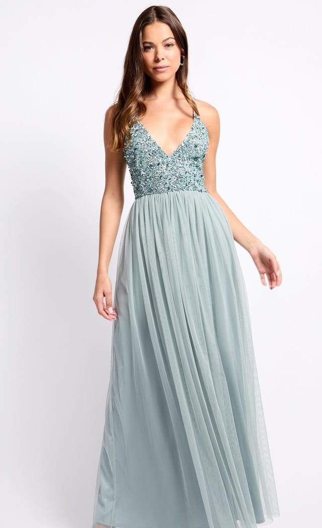 Little Mistress Little Mistress Women's Grey Embellished Maxi Dress - 2
