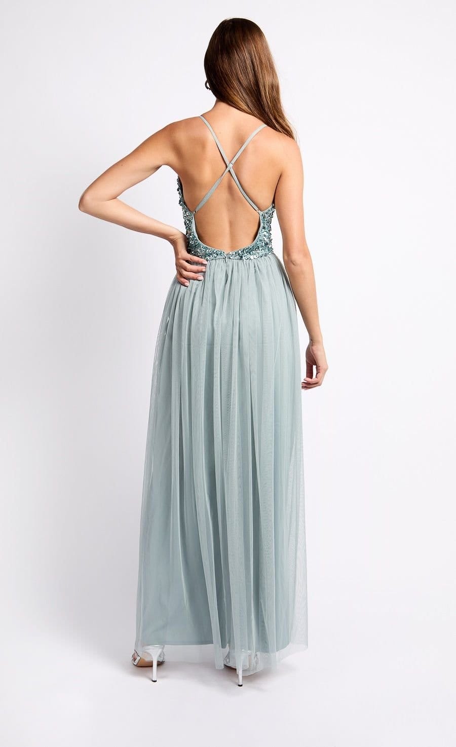 Little Mistress Little Mistress Women's Grey Embellished Maxi Dress - 4