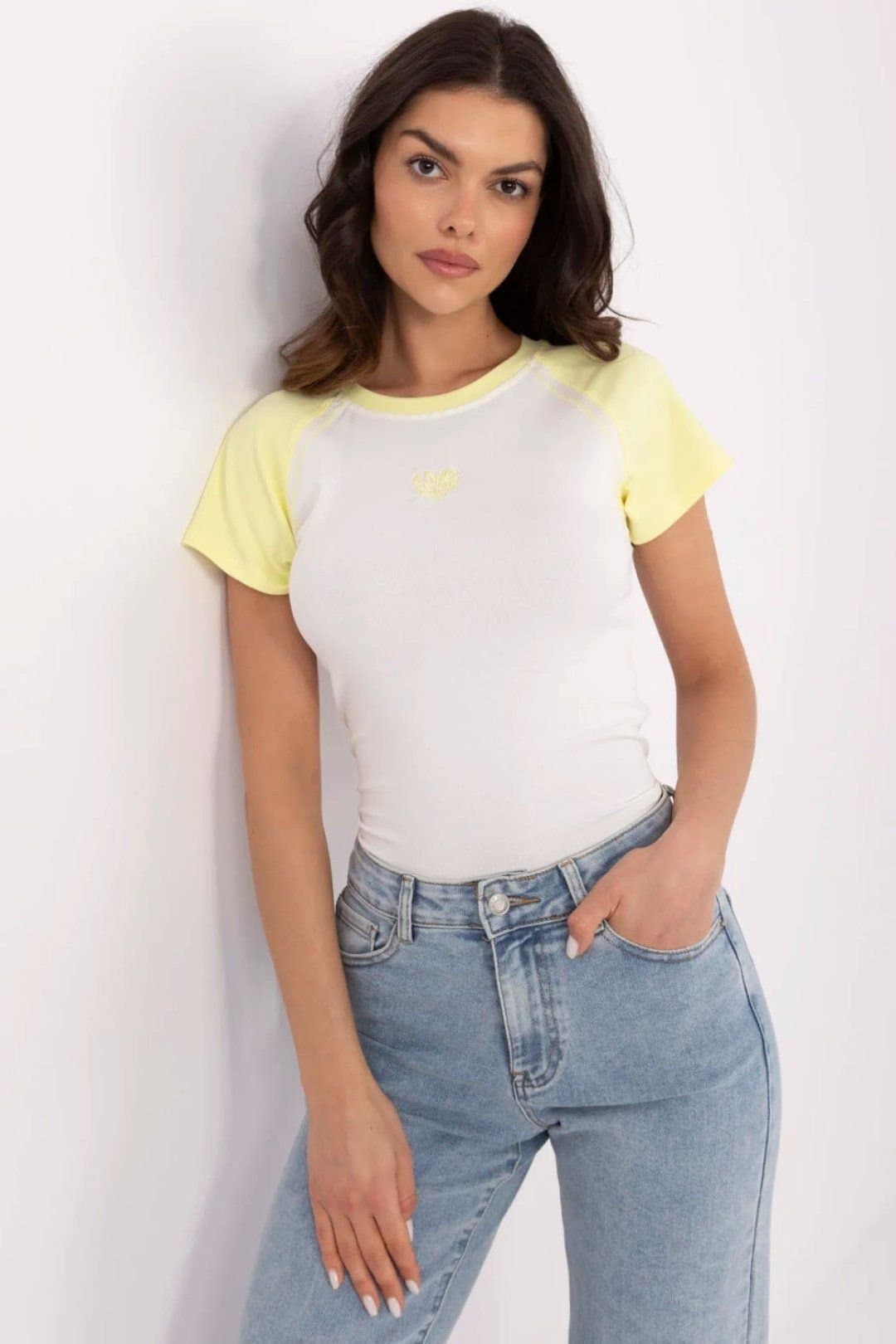 Love Lace Love Lace Women's Soft Ribbed Cotton Heart Print T-Shirt in White