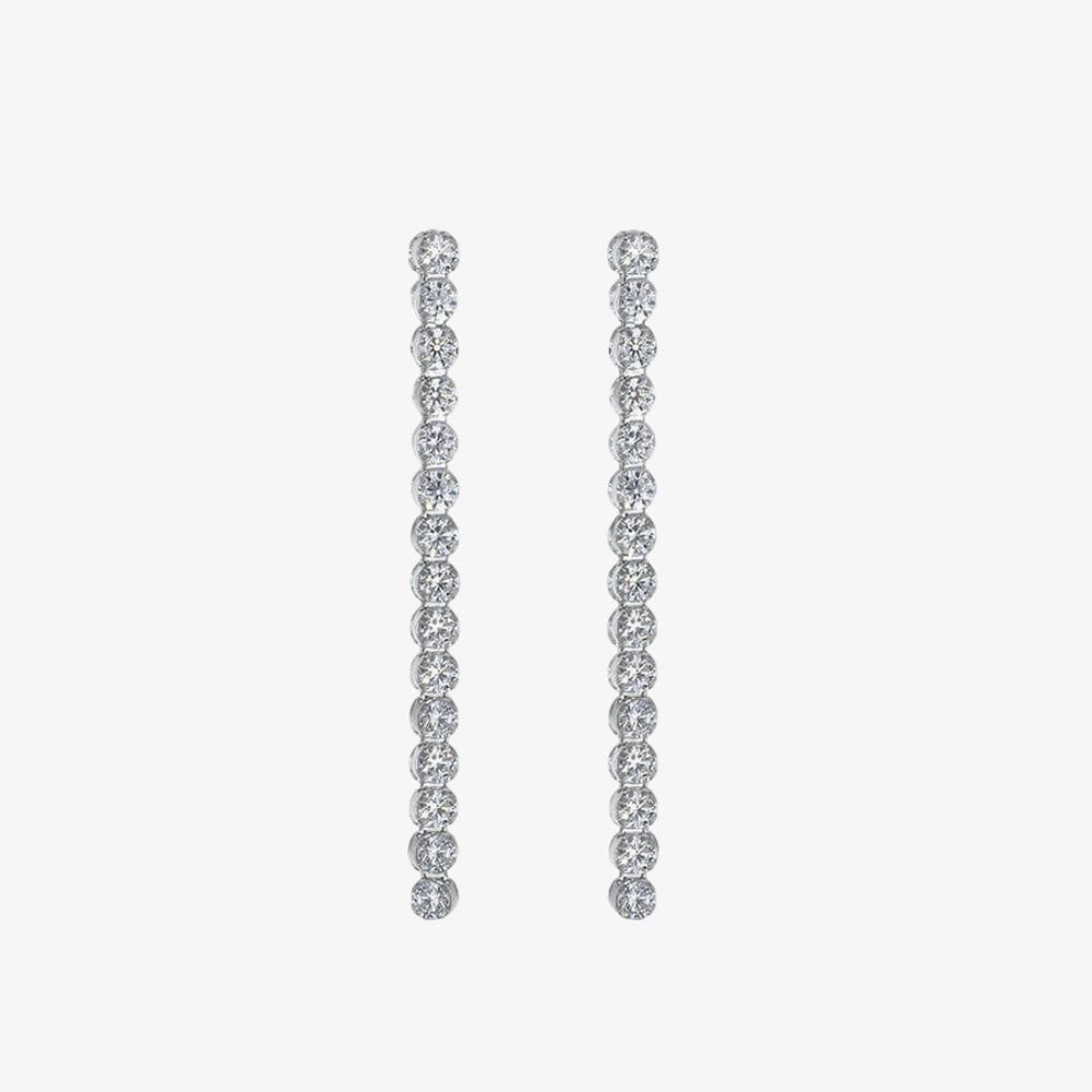 T.H.Baker T.H.Baker Women's Sterling Silver Rhodium Plated White Cubic Zirconia Drop Earrings 8.58.8599 - 2