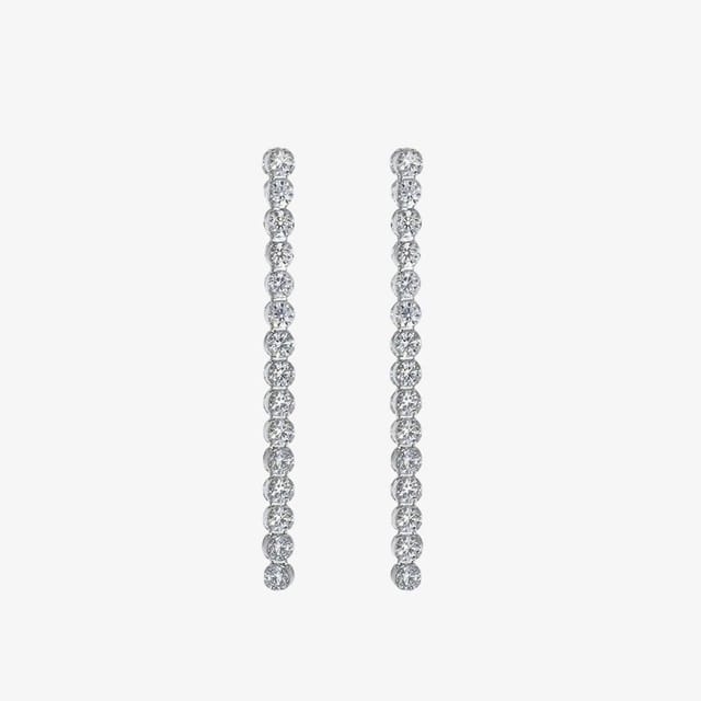 T.H.Baker T.H.Baker Women's Sterling Silver Rhodium Plated White Cubic Zirconia Drop Earrings 8.58.8599 - 2
