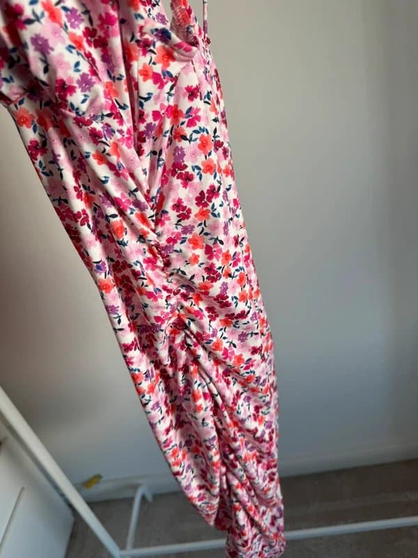 Bershka Bershka Ruched Detail Mini Floral Dress