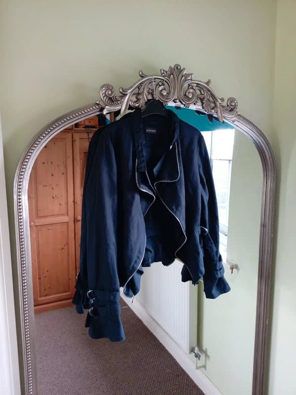 Principles Principles size 14 black open front buckle sleeve biker style blazer short jacket
