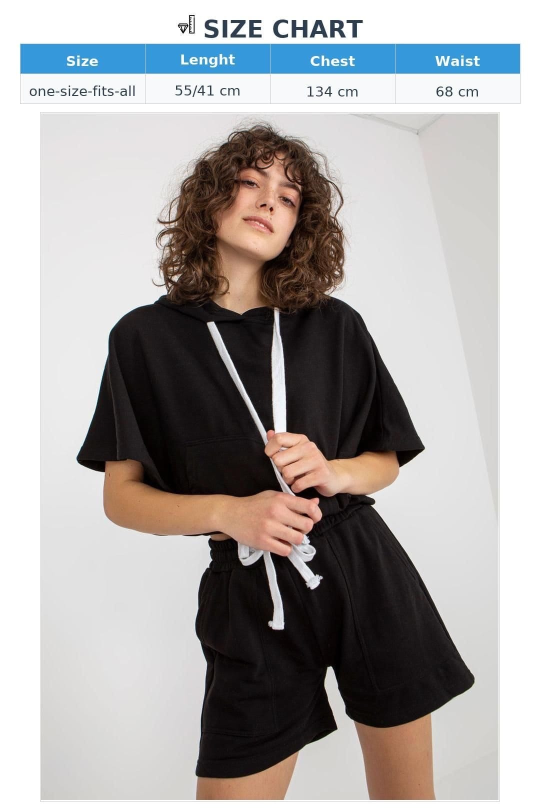 Love Lace Love Lace Women's Hooded Kangaroo Blouse & Shorts Set in Black - 4