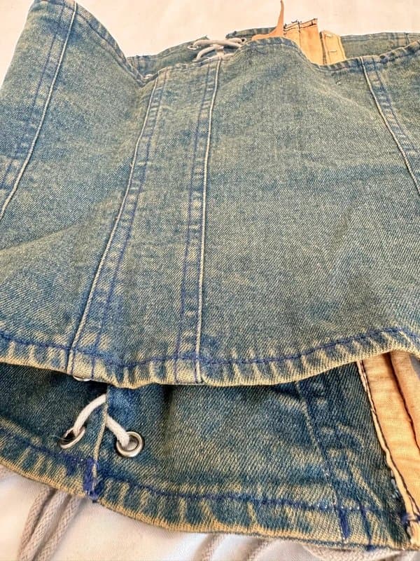 Bershka Blue Denim Corset Top