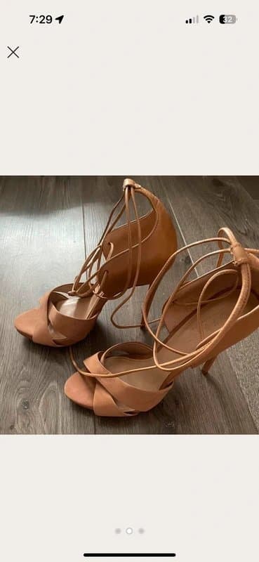 OFFICE Office Taupe ascend tie ankle  stiletto heel sandals