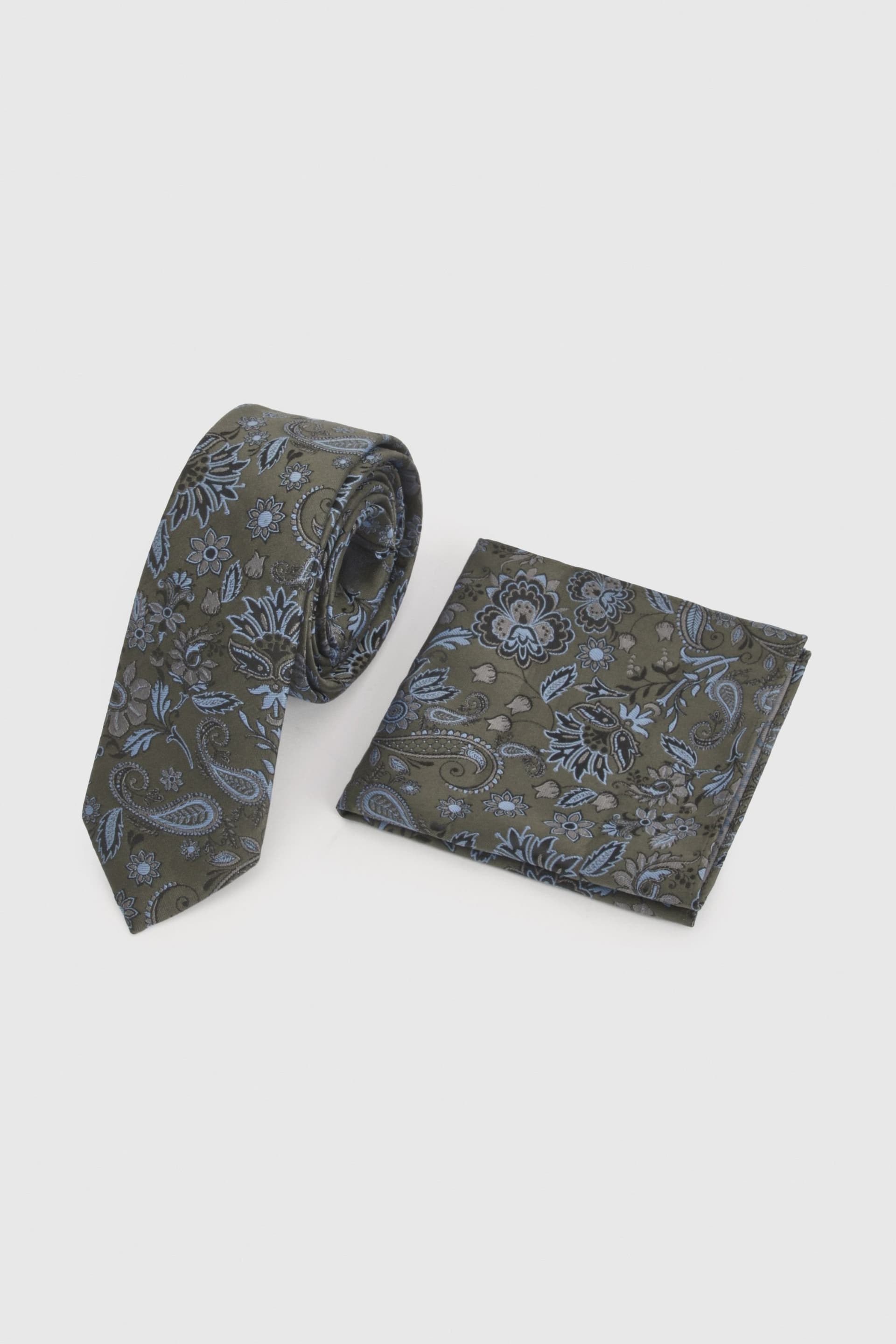 Burton Burton Men's Green Paisley Tie & Pocket Square