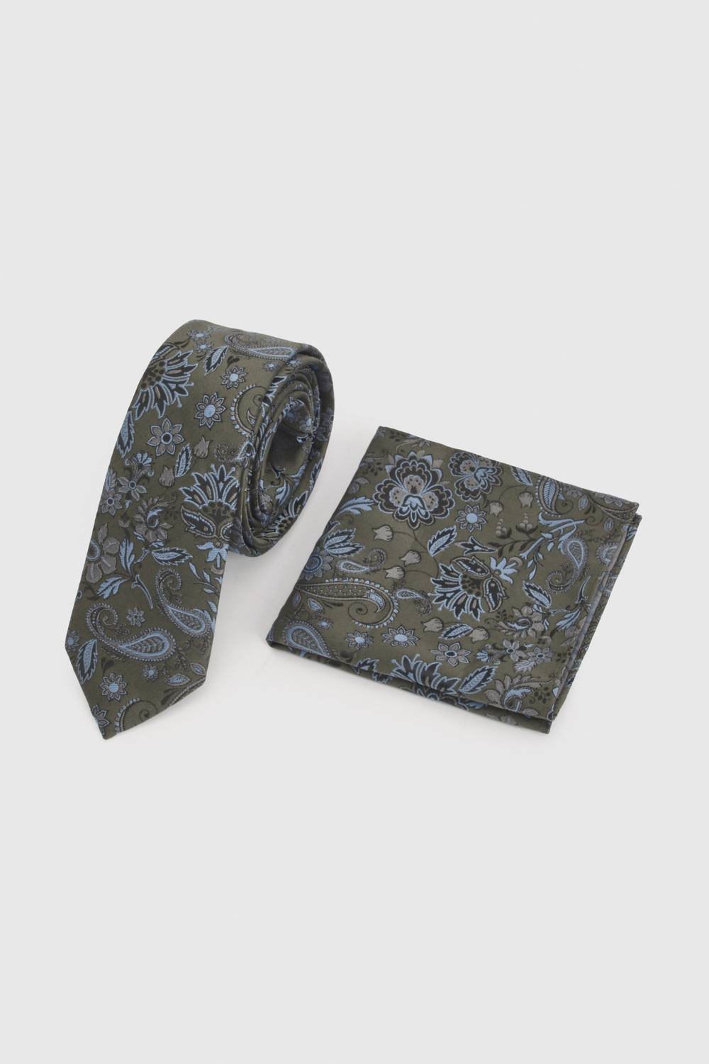 Burton Burton Men's Green Paisley Tie & Pocket Square - 2