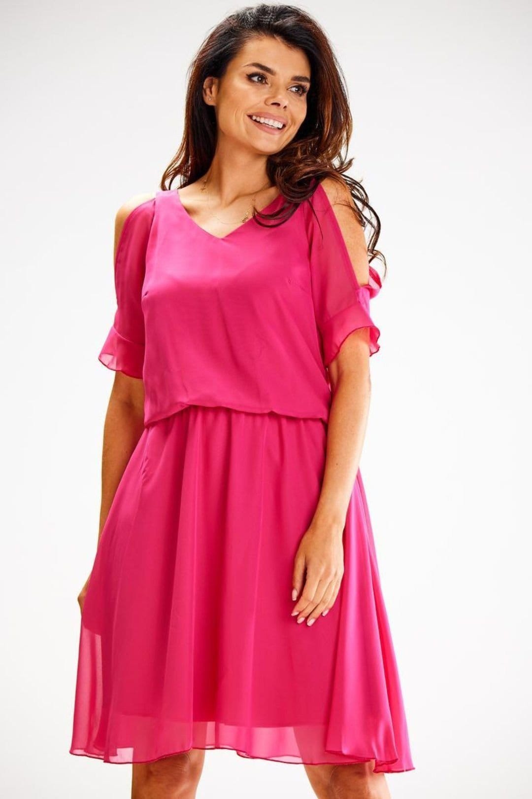 Love Lace Fuchsia Trapezoid Sundress with Frills