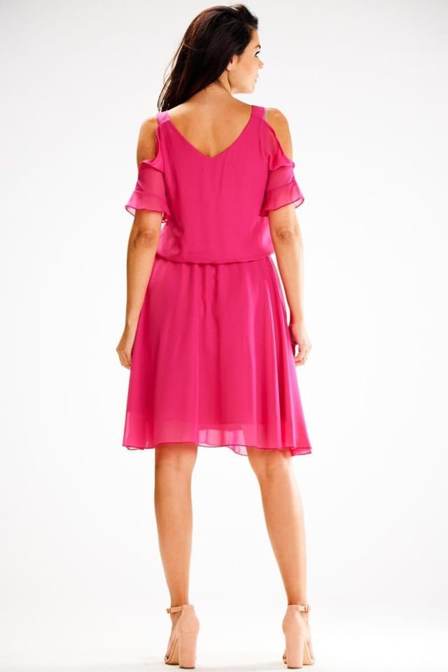 Love Lace Love Lace Women's Spanish Style Trapezoid Sundress with Frills in Fuchsia - 3