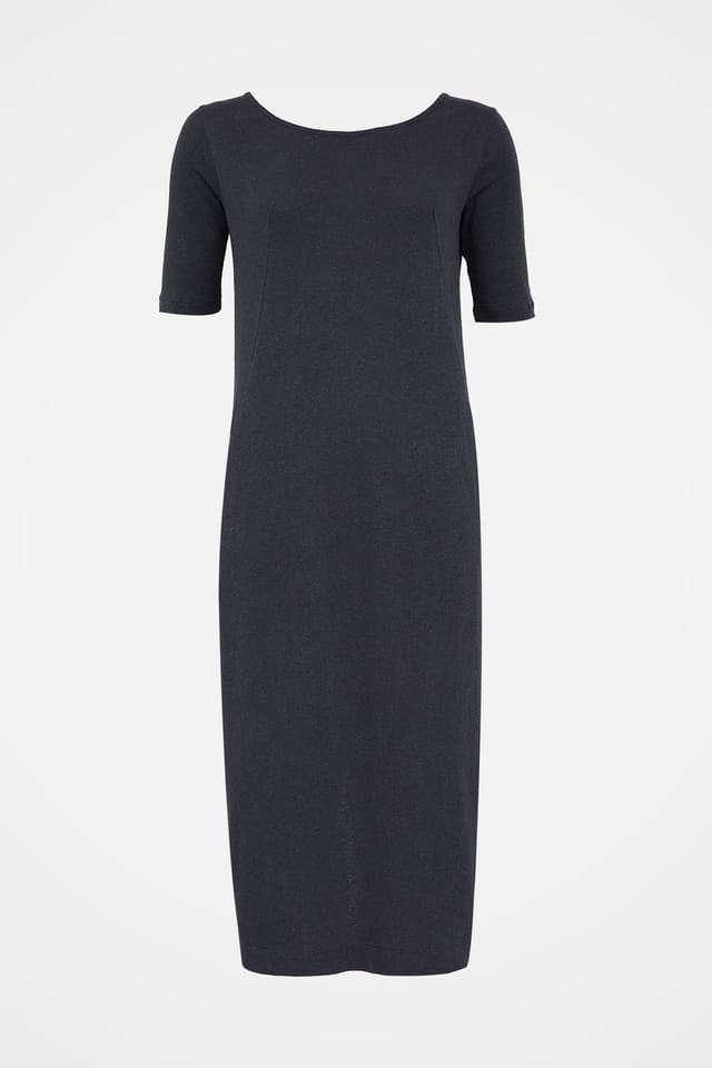 Celtic & Co Celtic & Co Women's Linen Cotton Blend Button Back Dress in Dark Navy - 2
