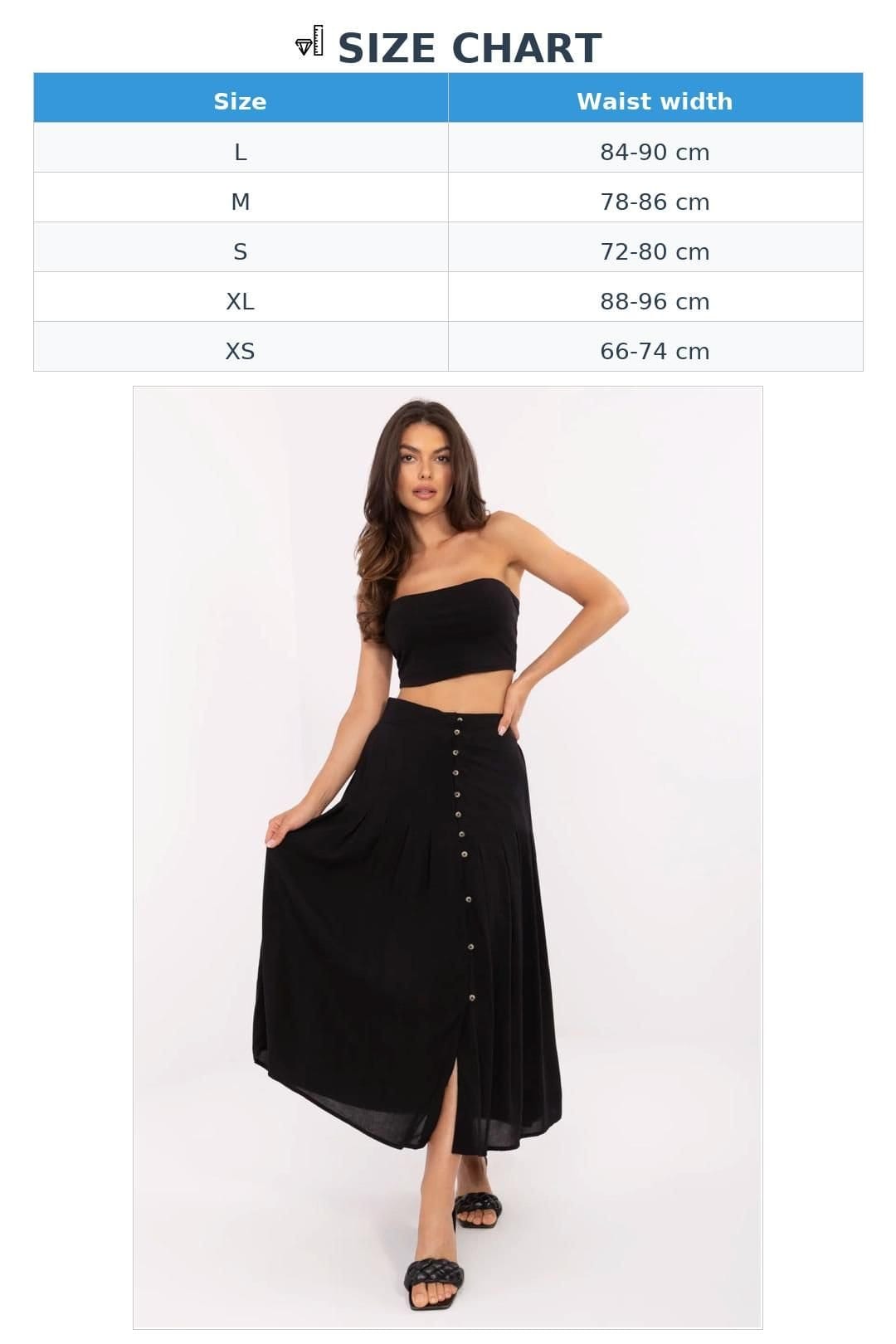 Love Lace Love Lace Women's Pleated Midi Skirt with Front Button Detail in Black - 4