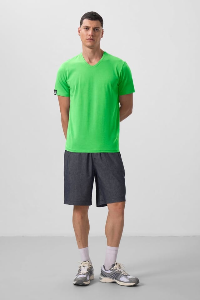 Tommy Life Tommy Life Men's V-Neck Short Sleeve T-Shirt in Lime - 3