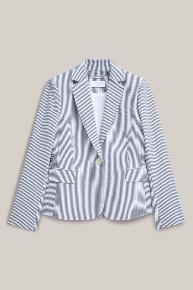 Hobbs London Hobbs London Women's Blake Structured Single-Button Blazer in Light Blue - 2