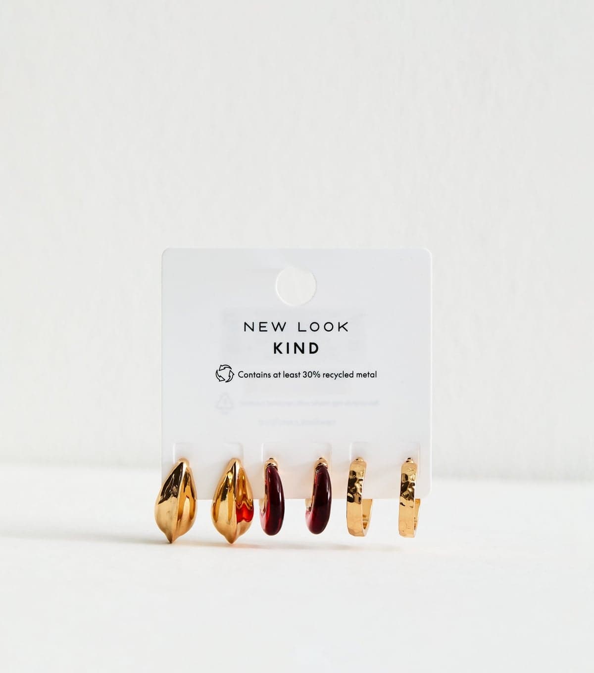 New Look Pack of 3 Gold Tone Resin Teardrop and Hoop Earrings New Look