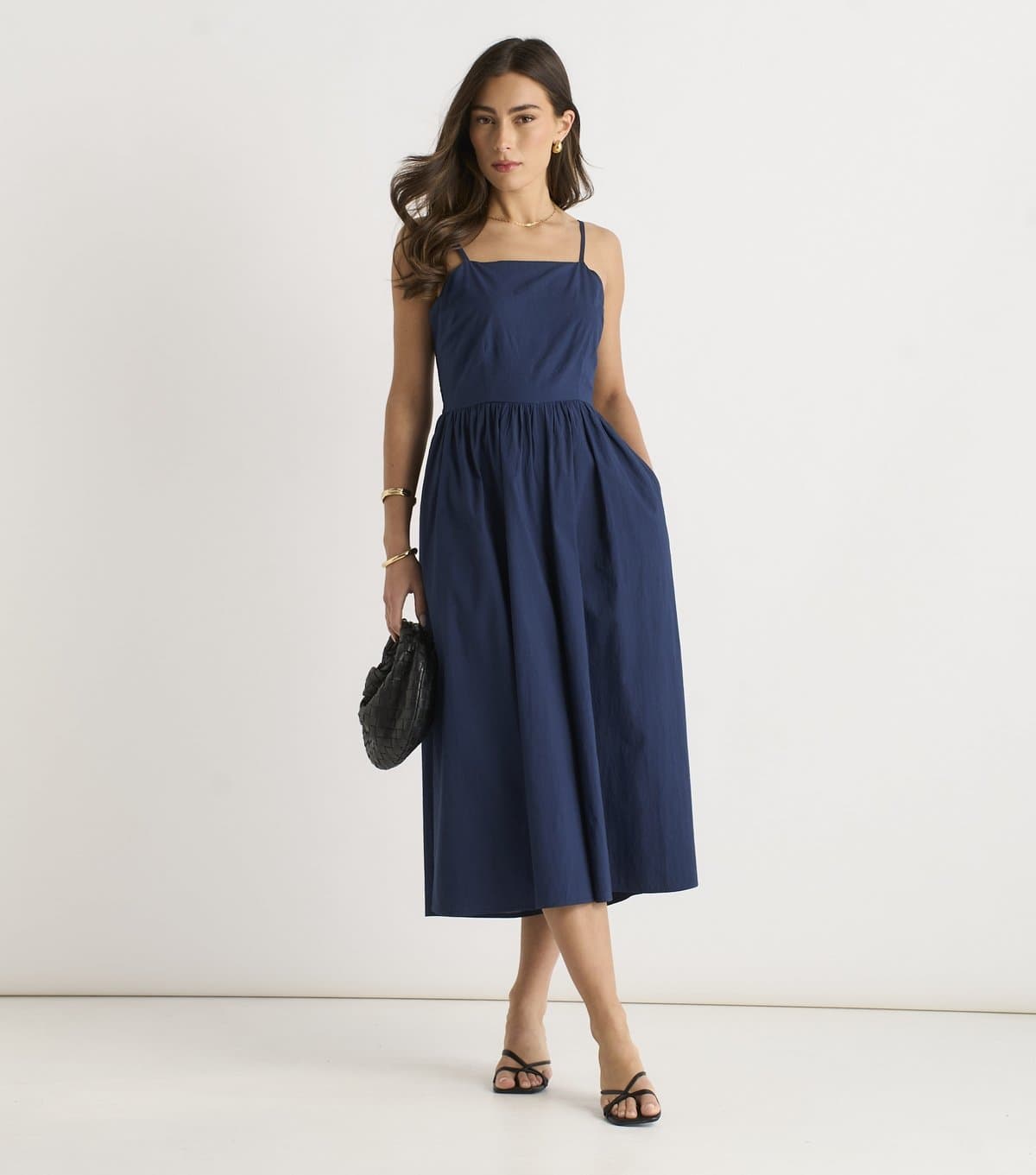 Gini London Women's Navy Wide Leg Strappy Cropped Jumpsuit Gini London New Look