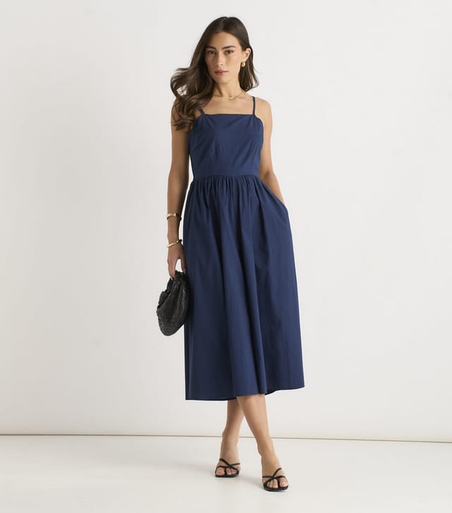 Gini London Women's Navy Wide Leg Strappy Cropped Jumpsuit Gini London New Look - 2