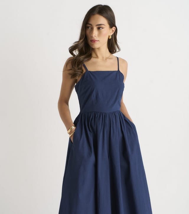 Gini London Women's Navy Wide Leg Strappy Cropped Jumpsuit Gini London New Look - 3