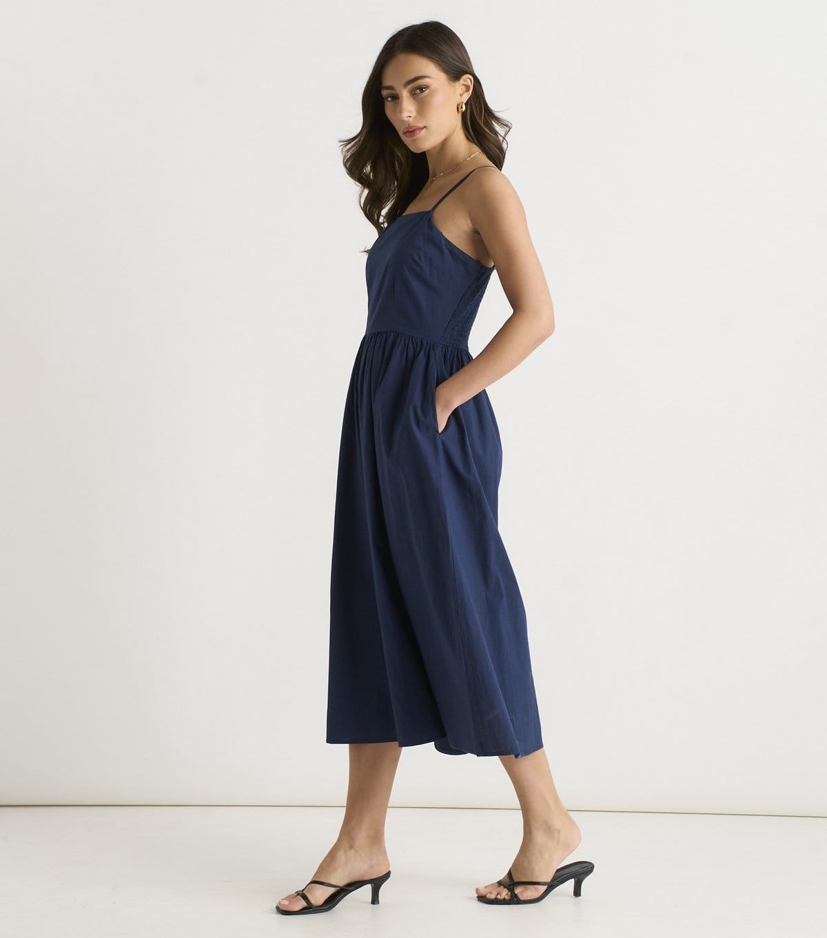 Gini London Women's Navy Wide Leg Strappy Cropped Jumpsuit Gini London New Look - 4