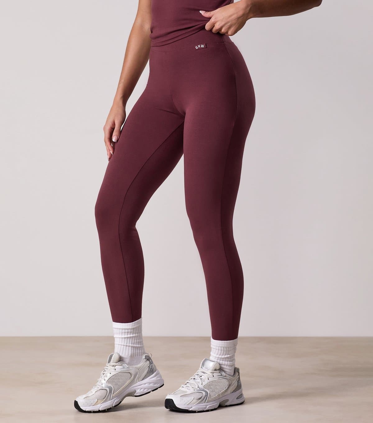 Gym King Women's Plush Burgundy Logo Waist Leggings Gym King New Look