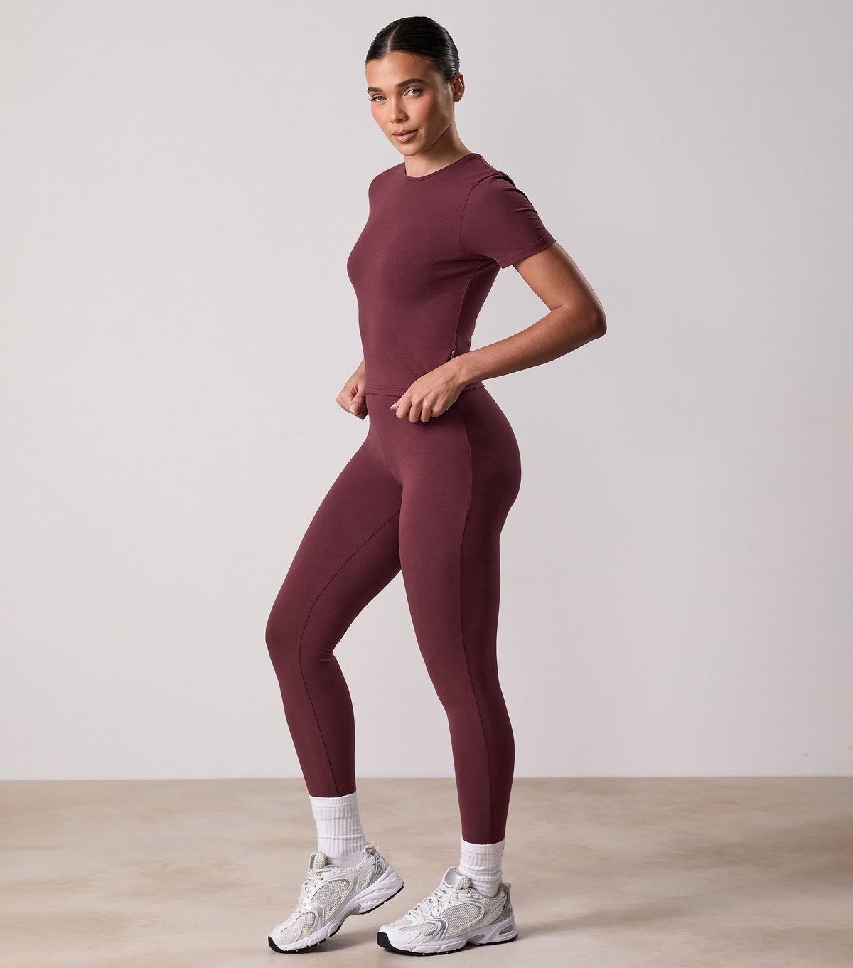 Gym King Women's Plush Burgundy Logo Waist Leggings Gym King New Look - 2