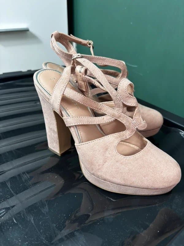 New Look New Look Nude Strappy Heels UK 5 EU 38 Block Heel Platform Party Wedding