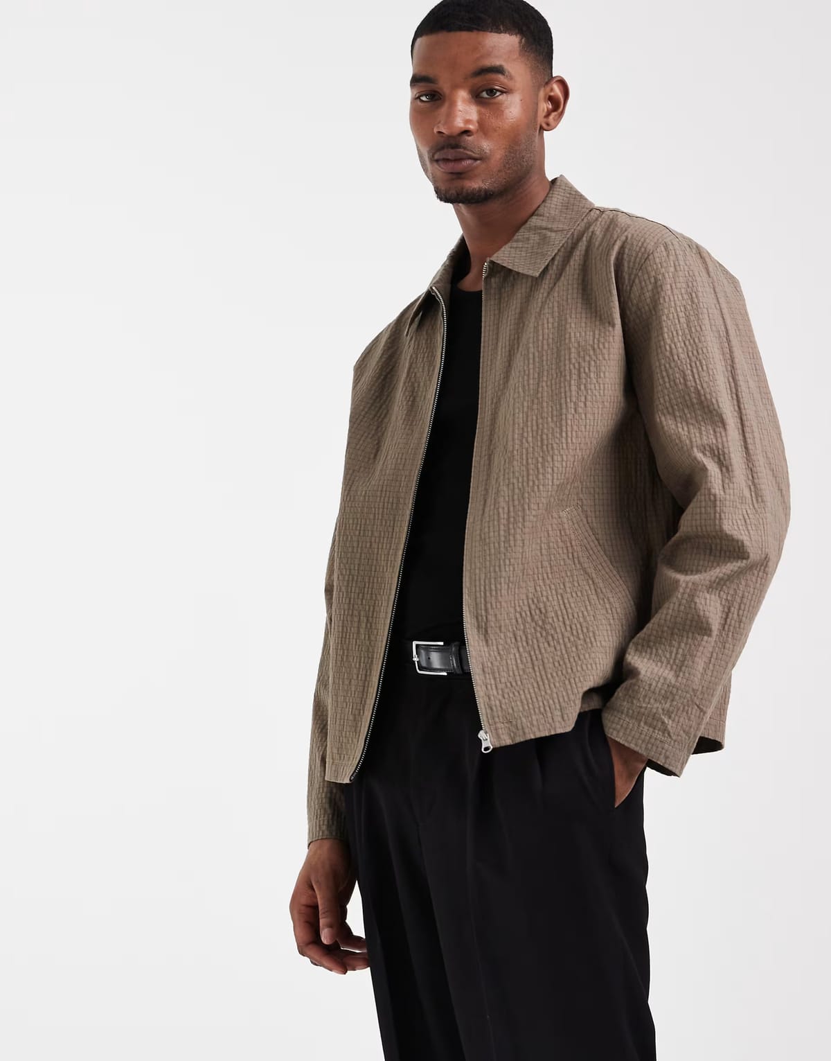 ASOS ASOS DESIGN check jacket in dark stone - 1