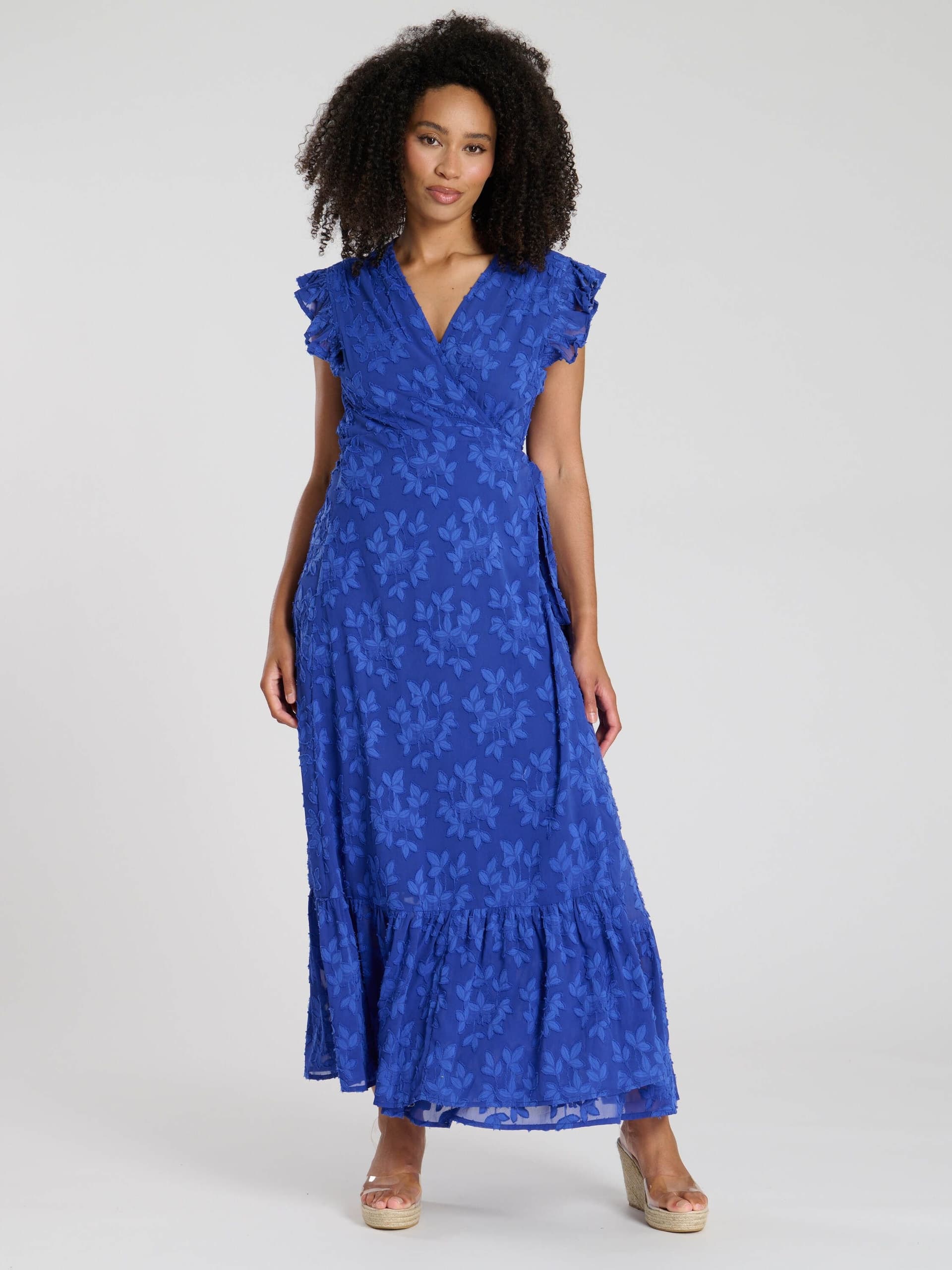 South Beach South Beach Women's Jacquard Wrap Midi Dress in Blue