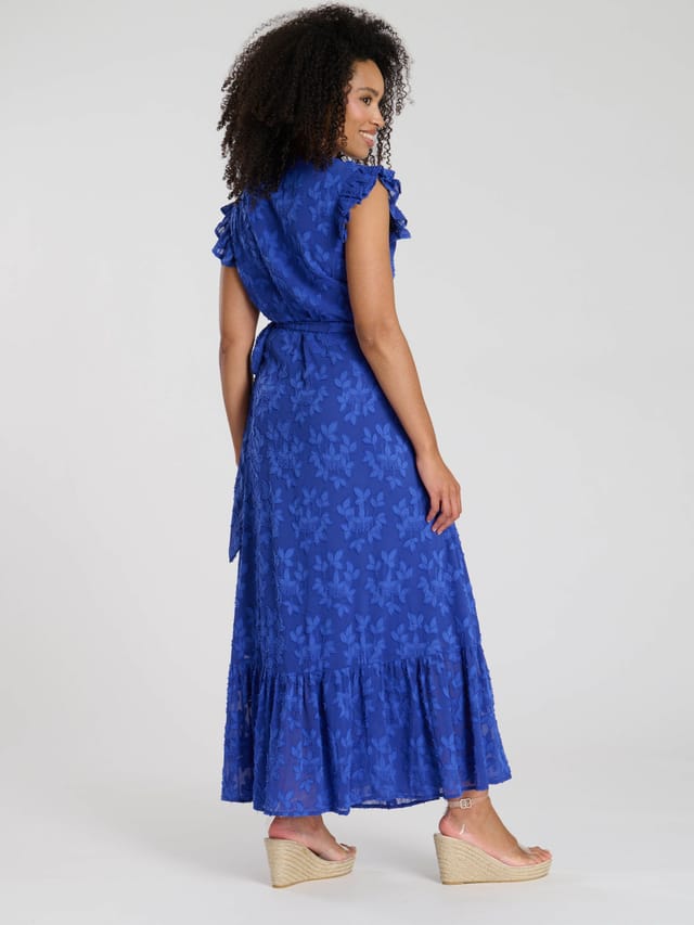 South Beach South Beach Women's Jacquard Wrap Midi Dress in Blue - 3