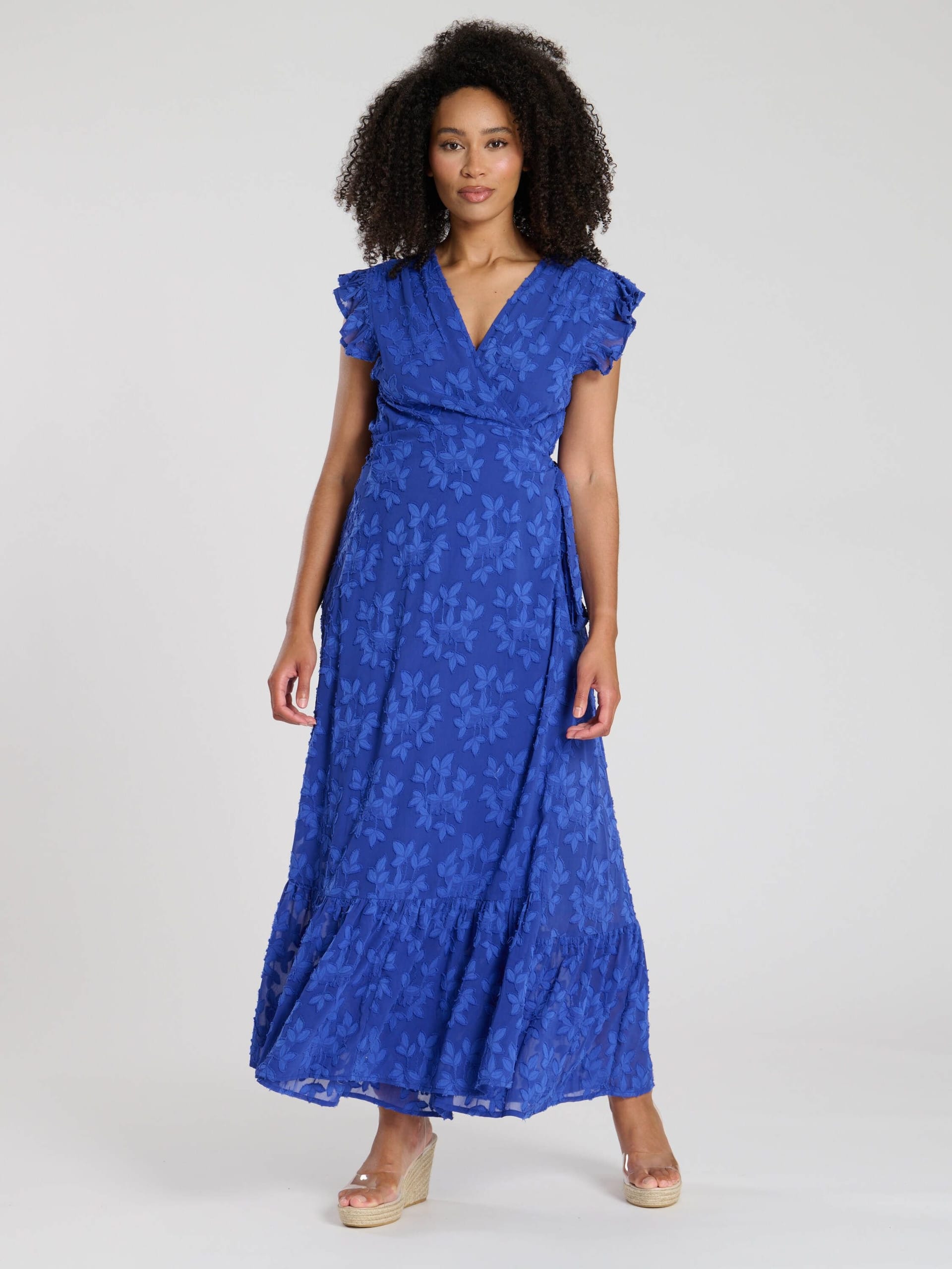 South Beach South Beach Women's Jacquard Wrap Midi Dress in Blue - 4