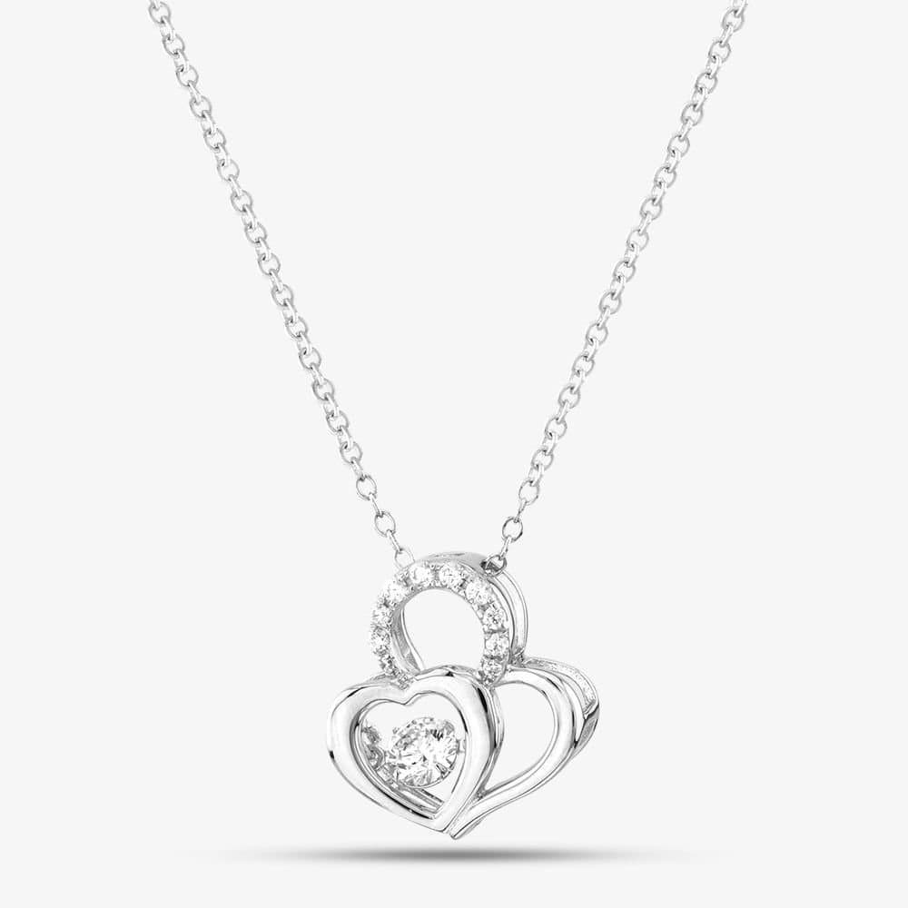 T.H.Baker T.H.Baker Women's Silver Cubic Zirconia Circle Heart Necklace MP02327D
