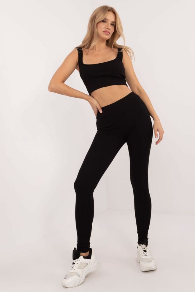 Love Lace Love Lace Women's Cotton Blend Zip Hoodie T-Shirt Leggings Set in Black - 3