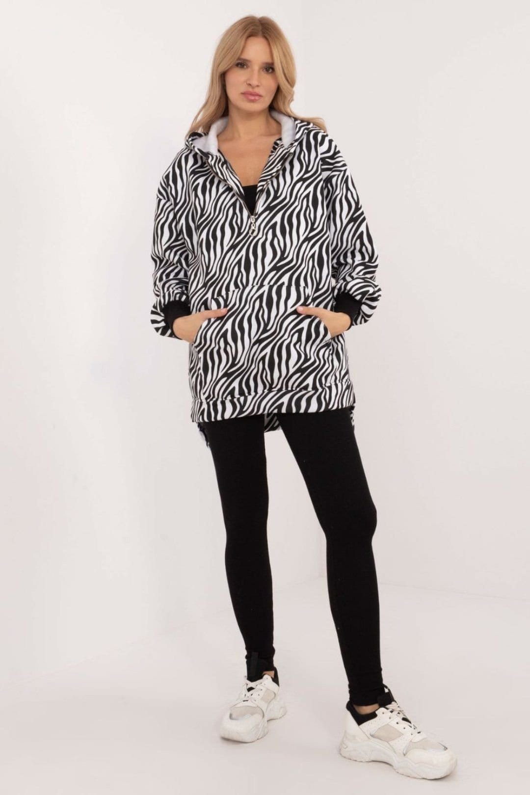 Love Lace Love Lace Women's Cotton Blend Zip Hoodie T-Shirt Leggings Set in Black - 4