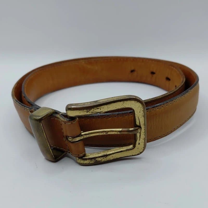 GAP Vintage Gap Brown Full Grain Leather Belt 31"-34" Solid Brass Coloured Buckle