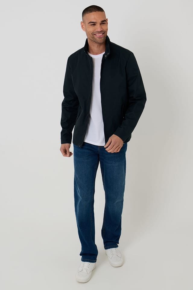 Threadbare Threadbare Men's Showerproof Zip Up Harrington Jacket in Navy - 3