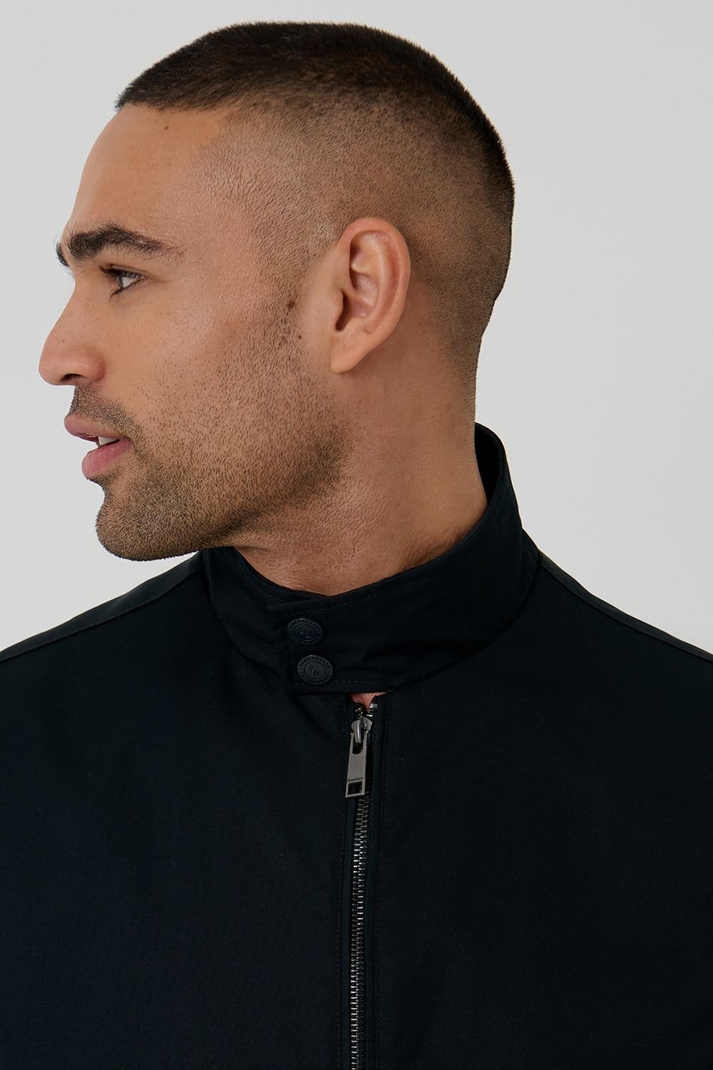 Threadbare Threadbare Men's Showerproof Zip Up Harrington Jacket in Navy - 4