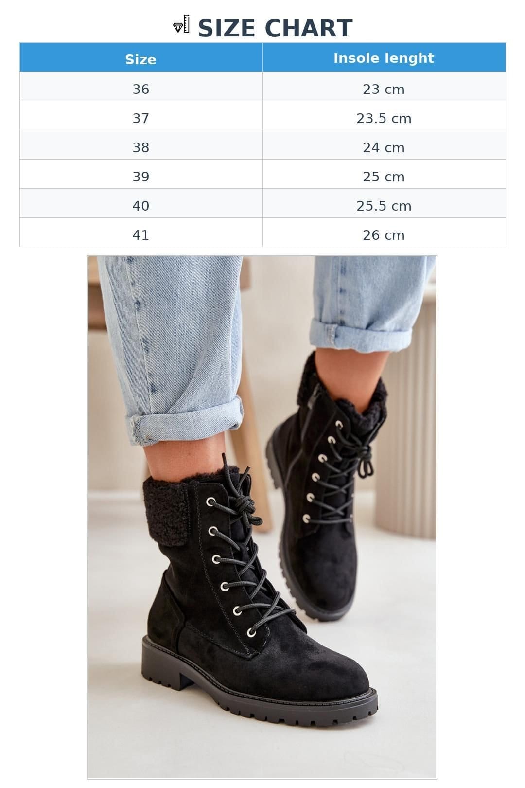 Love Lace Love Lace Women's Soft Suede Ankle Boots with Fur Trim & Zip Lace Closure in Black - 4