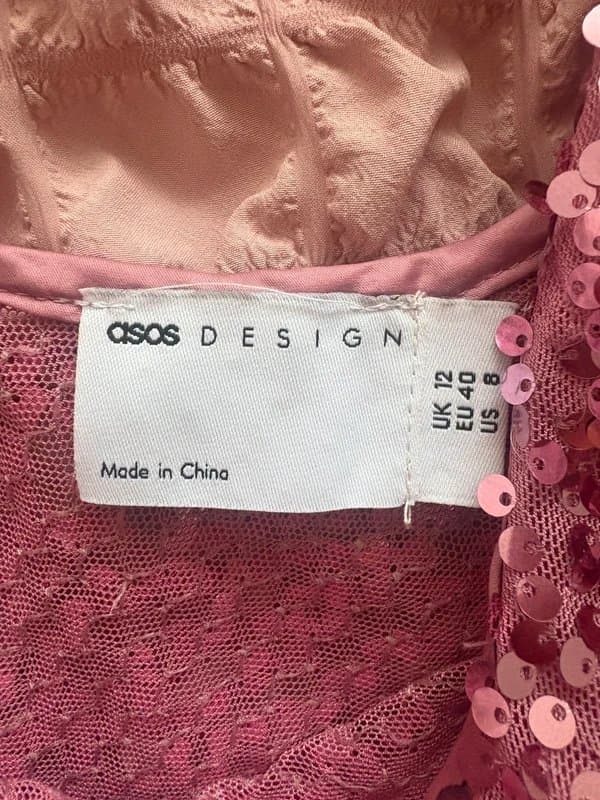 ASOS ASOS design embellished sheer sequin maxi dress pink/lilac